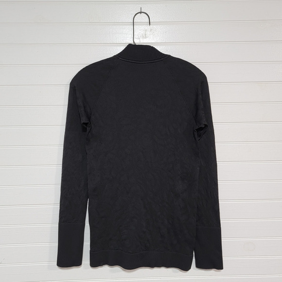 Lululemon Rest Less Half Zip Size 6 Seamless Running Base Layer Black Textured - Picture 2 of 6